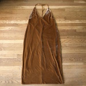 Gold Velvet Knee Length Dress by Publish